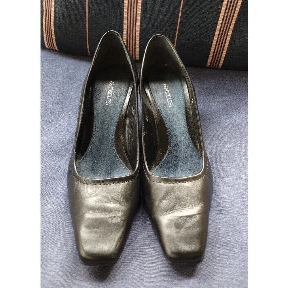 AEROSOLES WOMEN BLACK LEATHER Upper Pump‎ SHOES SIZE 8M